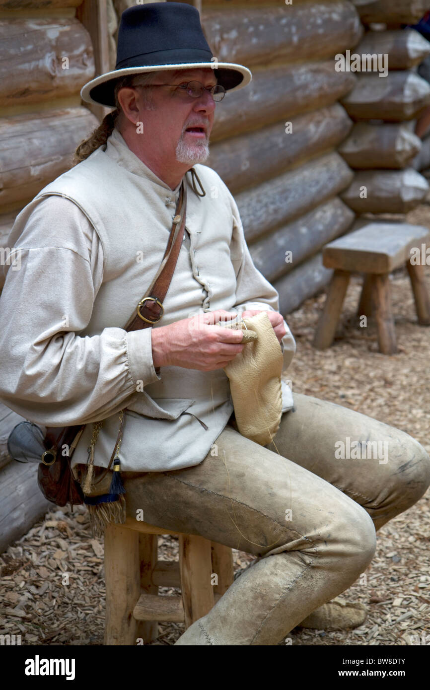 Historical reenactment at Fort Clatsop National Memorial near Astoria, Oregon, USA. Stock Photo