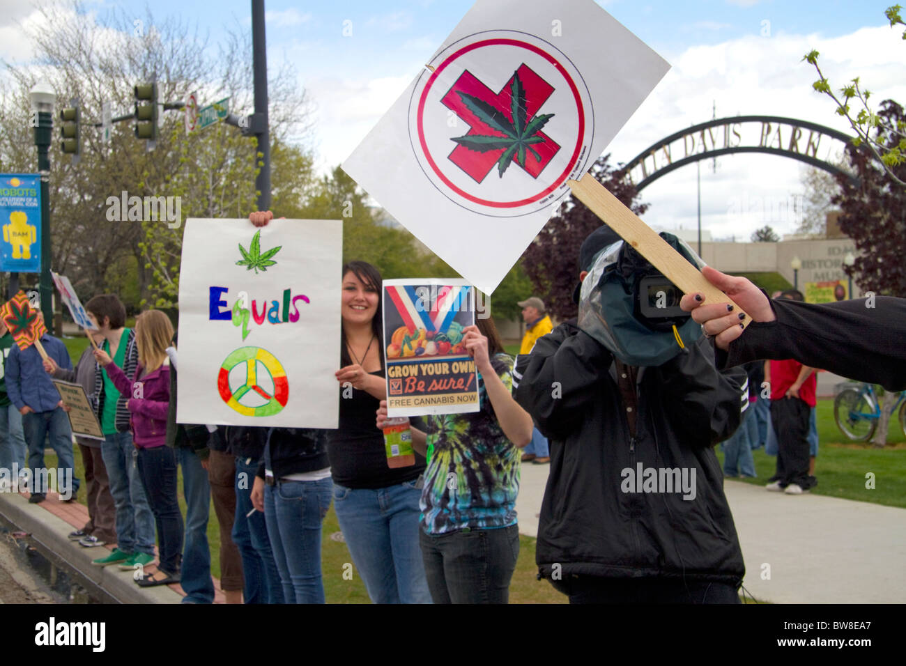 People rally for the legalization of medical marijuana in Boise, Idaho, USA. Stock Photo
