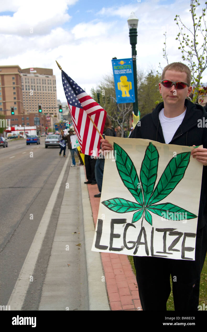 People rally for the legalization of medical marijuana in Boise, Idaho, USA. Stock Photo