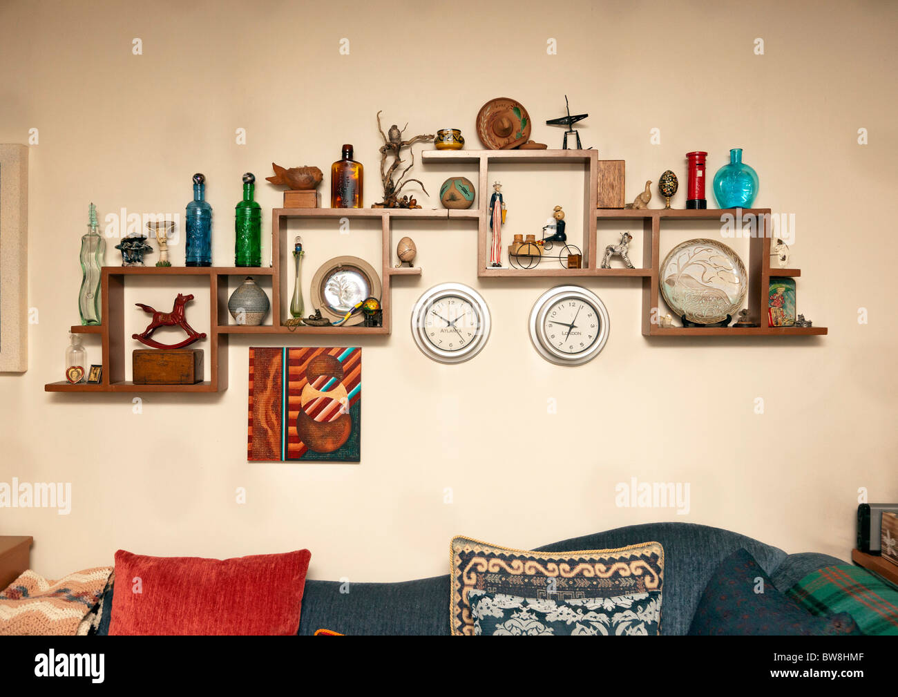 shelving on wall Stock Photo