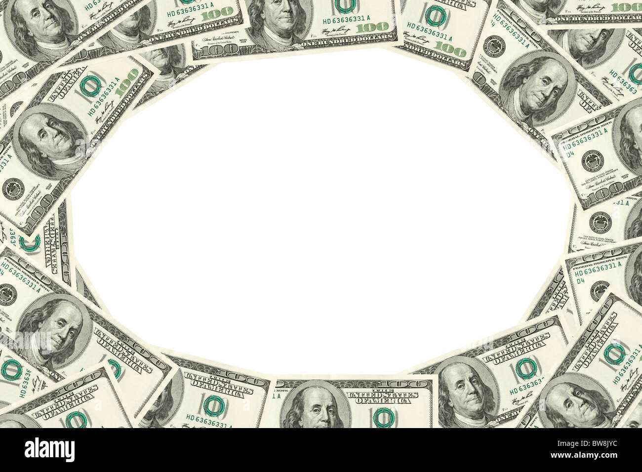 Frame made of dollars on white background Stock Photo - Alamy