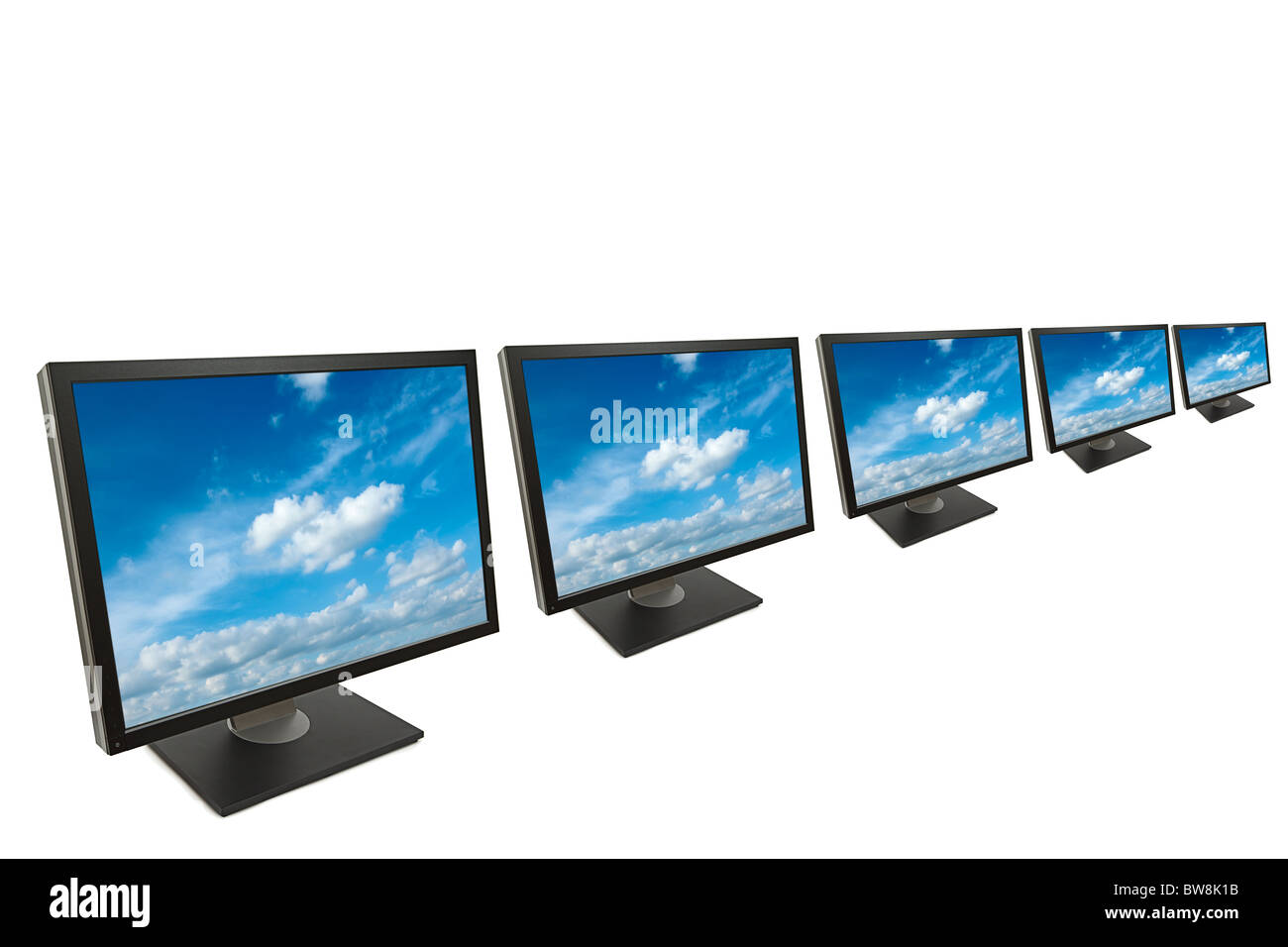 Computer monitors isolated on white background Stock Photo