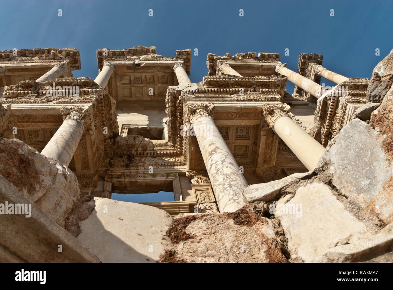 Ancient ruins of the Library of Celsus, Selçuk, Turkey, Asia Stock Photo