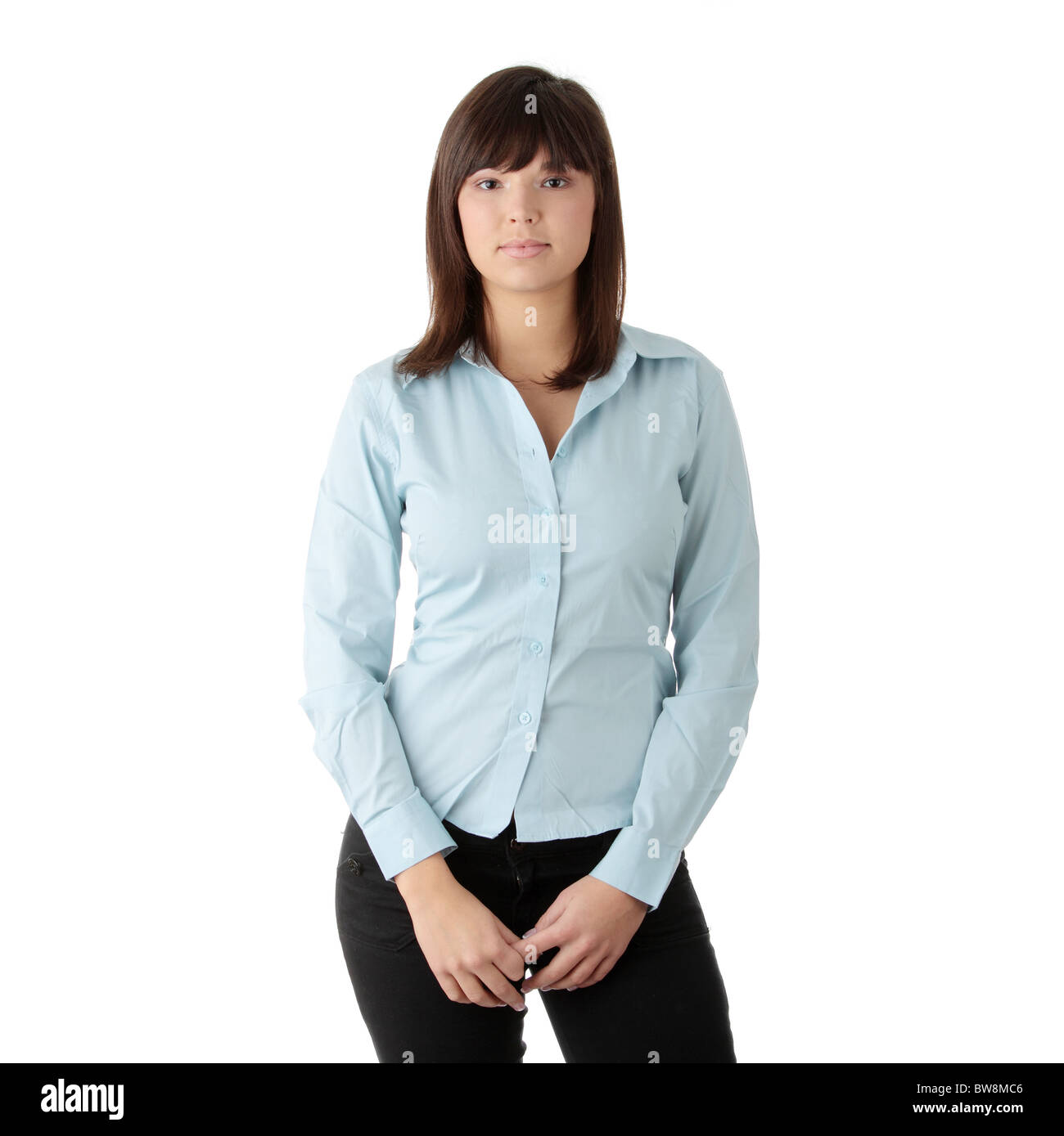 Young business woman portrait, isolated on white Stock Photo - Alamy