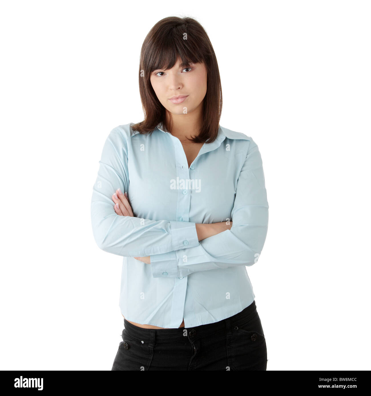 Young business woman portrait, isolated on white Stock Photo - Alamy