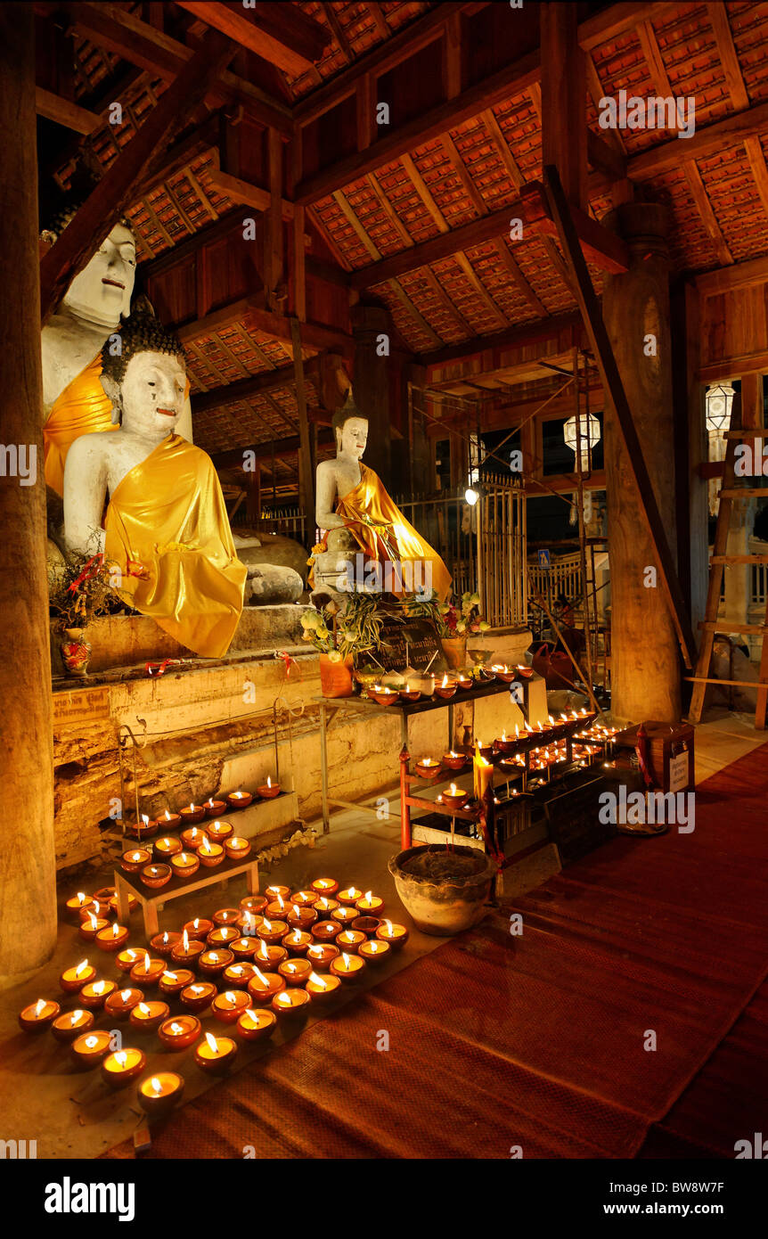 Prayers at Night During Loi Krathong - Chiang Mai Stock Photo