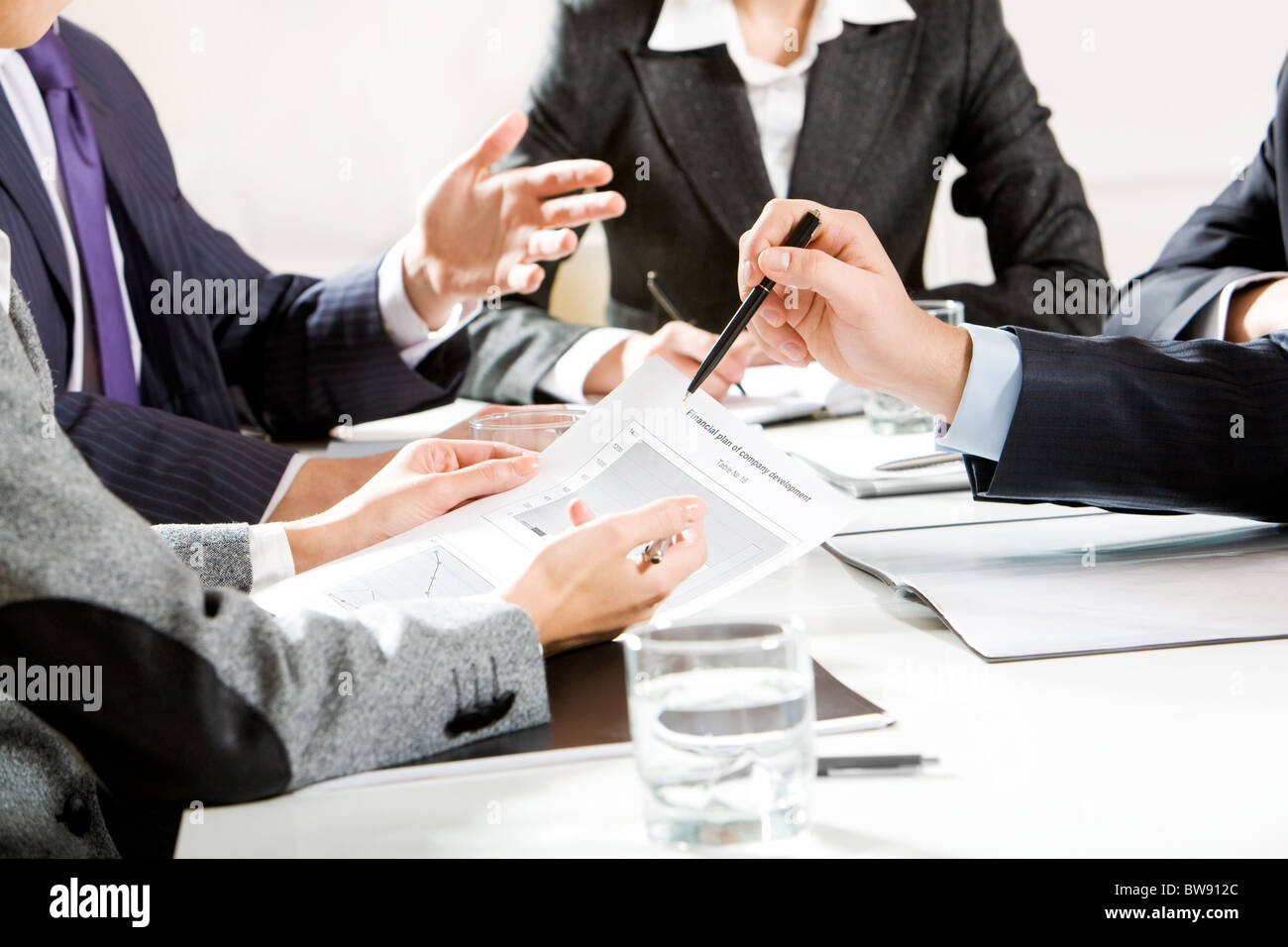 Image of human hands during business discussion Stock Photo - Alamy