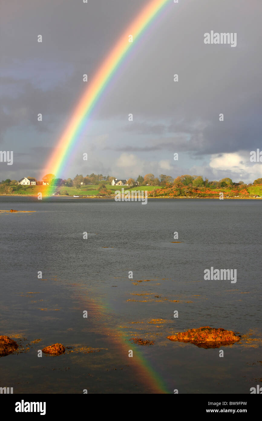 Rainbow over Clew Bay, County Mayo Ireland Stock Photo