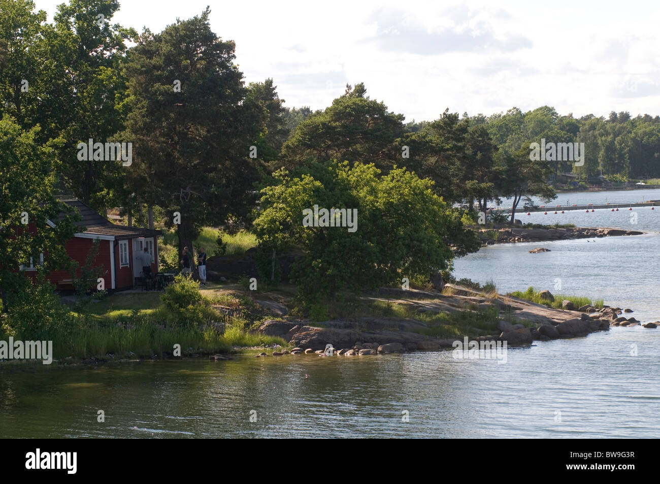 swedish countryside lake water clean countryside sweden boat boats boating rower rowing landscape wilderness unspoilt remote qui Stock Photo