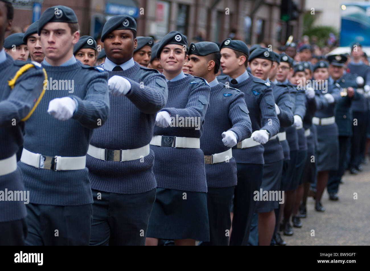 RAF personnel marching at the Lord Mayor's show in London, UK. 2010 ...