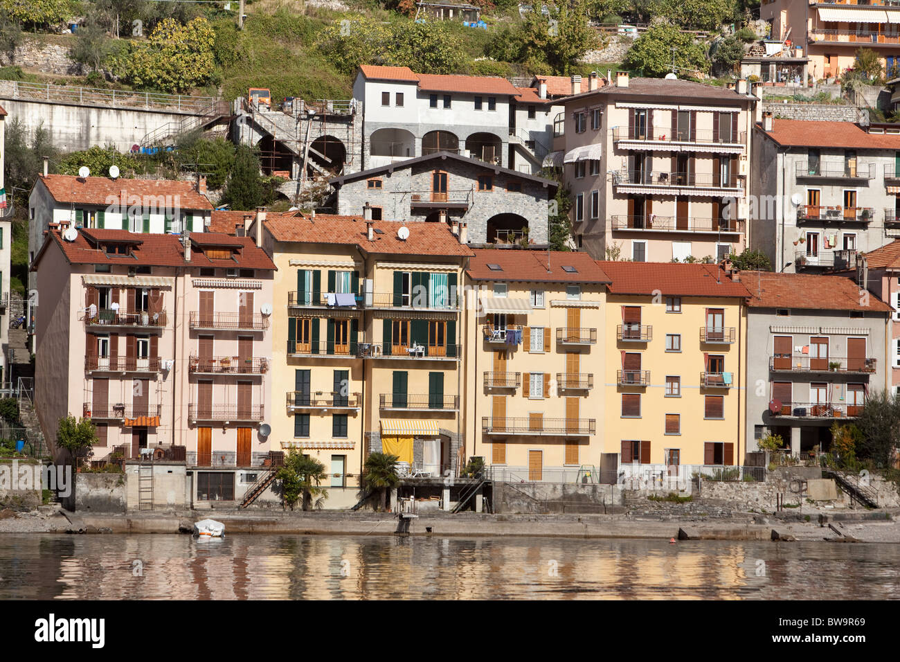 water edge apartments Lake Como Italy Stock Photo Alamy