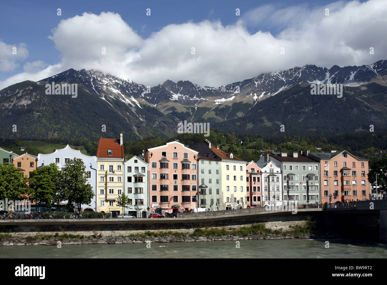 River Inn, Innsbruck, Tyrol, Austria Stock Photo