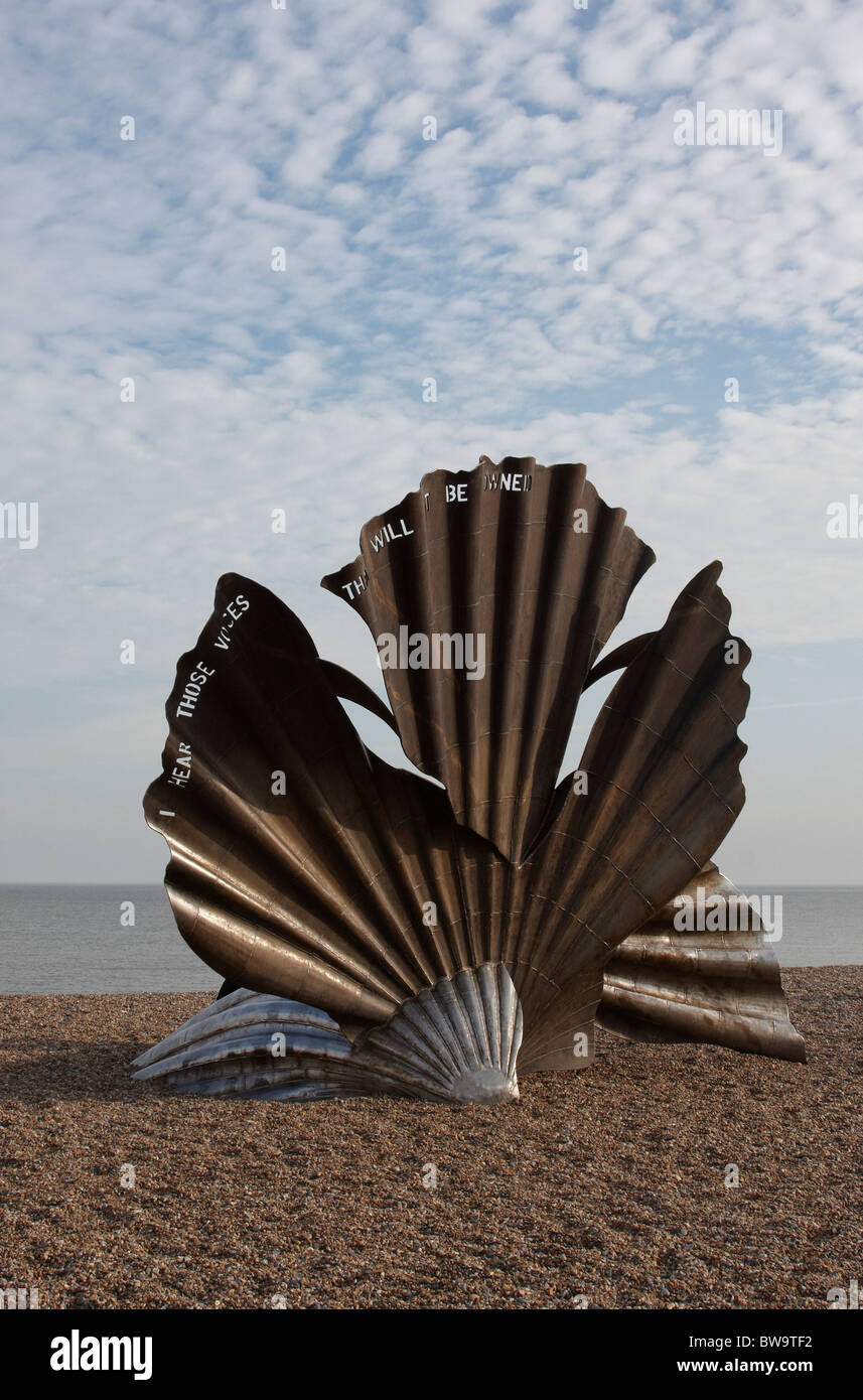 Scallop Shell sculpture by Maggie Hambling on Aldeburgh Beach, Suffolk