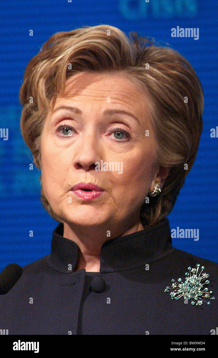 Senator Hillary Clinton's Economic Policy Address Stock Photo - Alamy