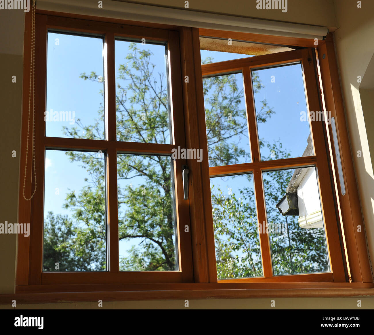 Double glazed wooden window frame in the home Stock Photo ...