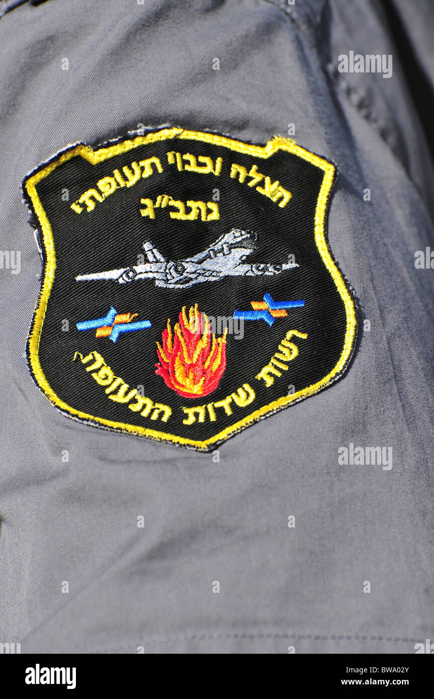 Israel, Ben-Gurion international Airport, Logo of the Rescue and Fire Fighting Services Stock Photo