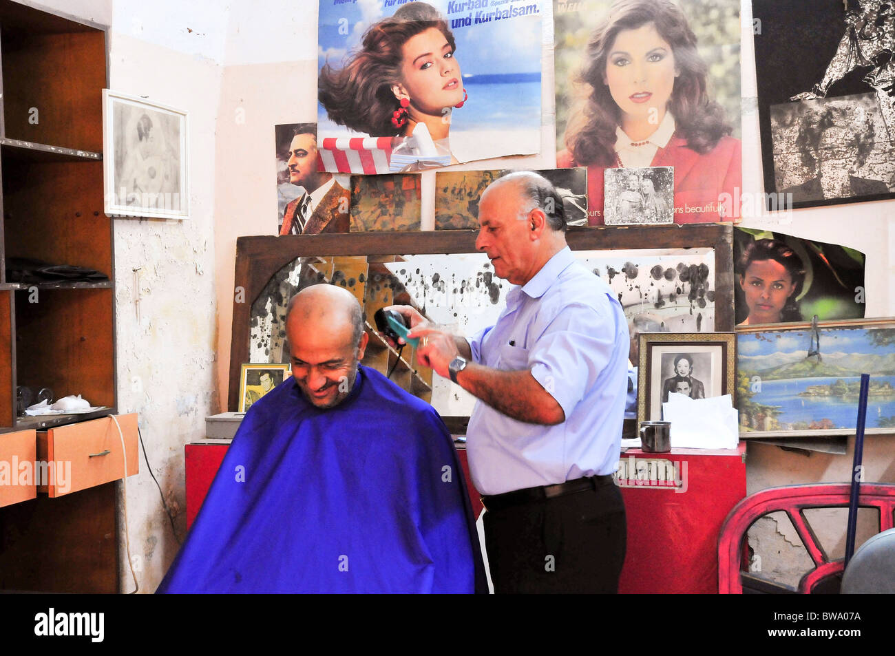 Israel, Nazareth, old style Barber Shop Stock Photo Alamy