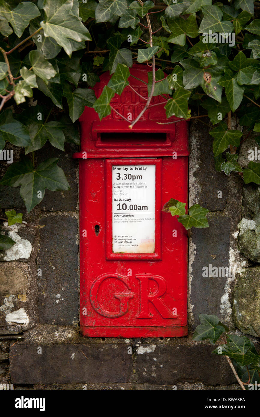 Red Post Box, Cumbria Stock Photo