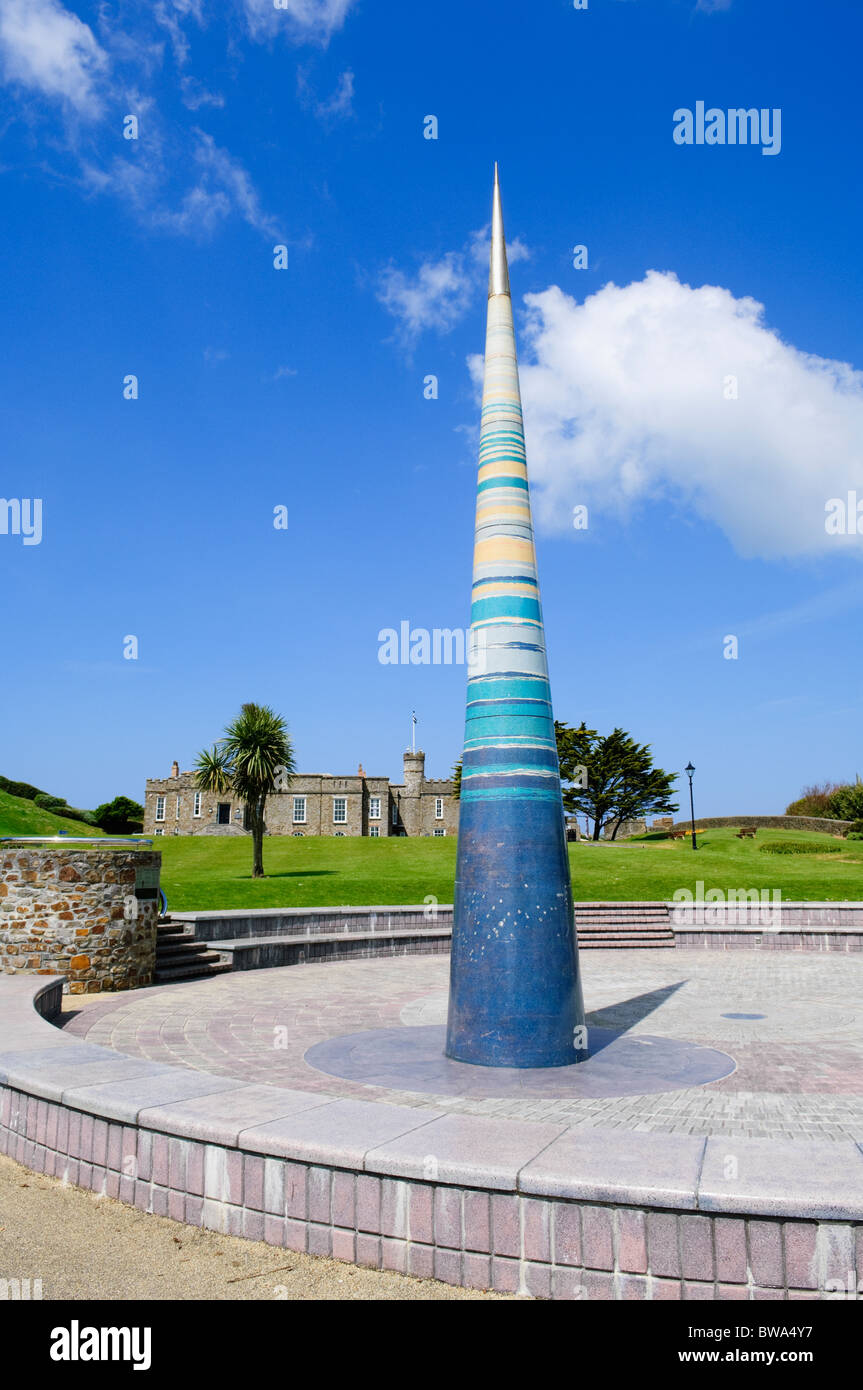 Bude Light in front of Bude Castle, Bude, North Cornwall, England. Stock Photo