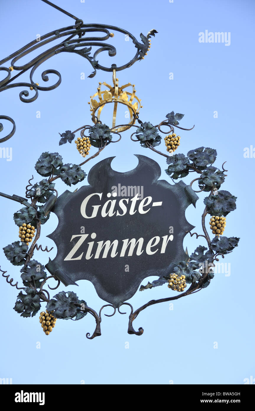 Guest house  or Gaste-Zimmer sign taken in Germany Stock Photo