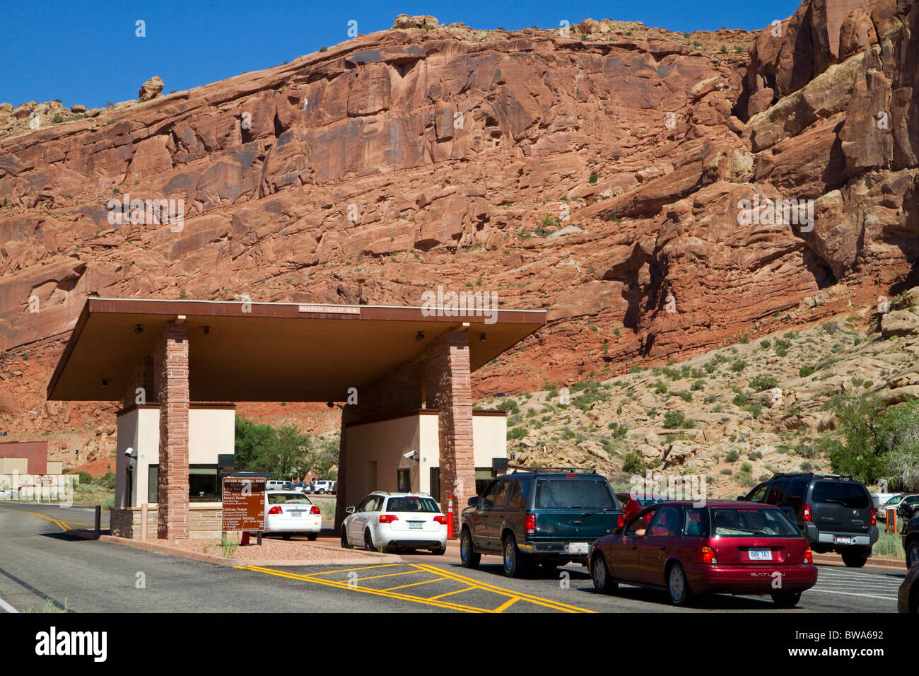 The entrance to Arches National Park near Moab, Utah, USA. Stock Photo