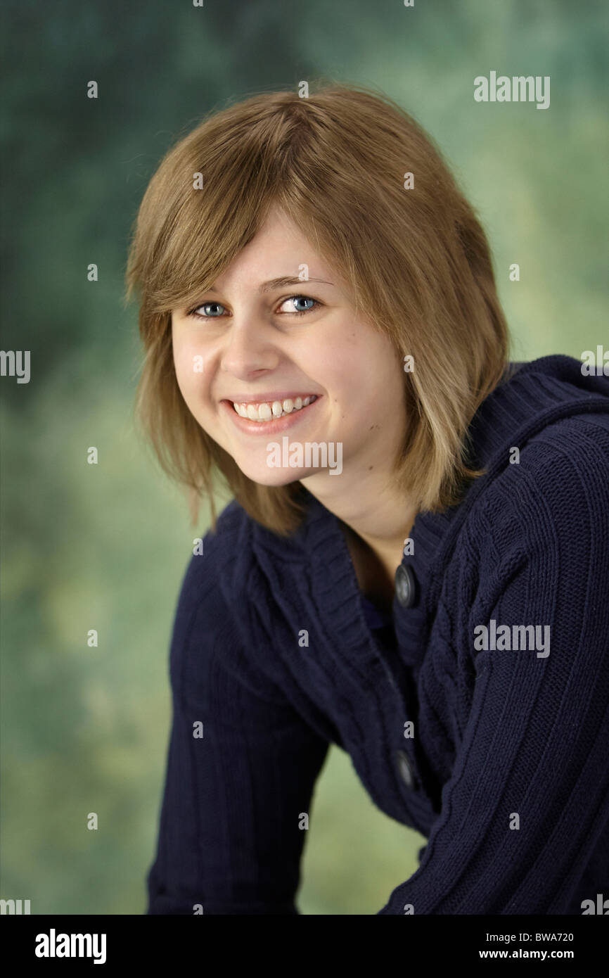 Teenage girl with brown hair Stock Photo Alamy