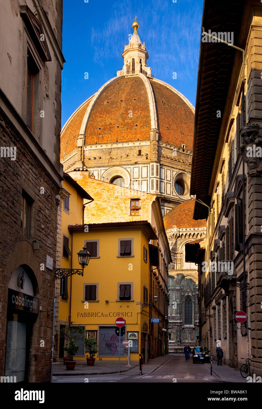View down a street of the Duomo - Santa Maria del Fiore, in Florence Tuscany Italy Stock Photo