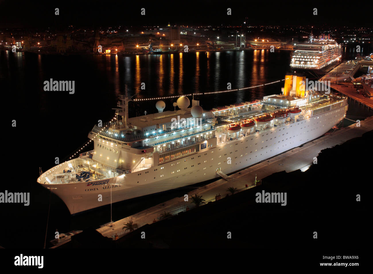 The cruise ship Costa Allegra in the Grand Harbour of Malta, a Mediterranean travel and tourism destination Stock Photo