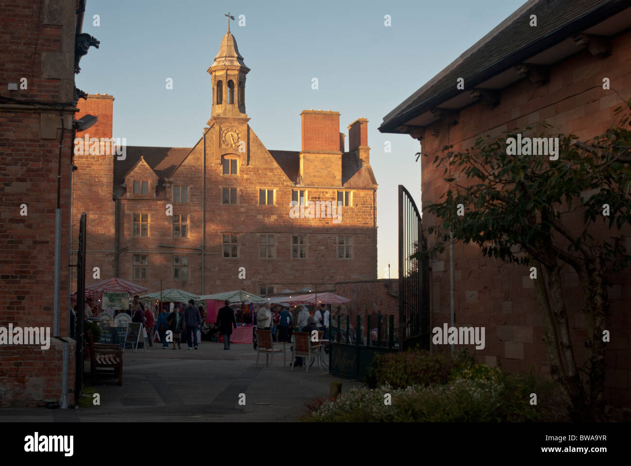 Open air Christmas market at Rufford Abbey, Nottinghamshire, England