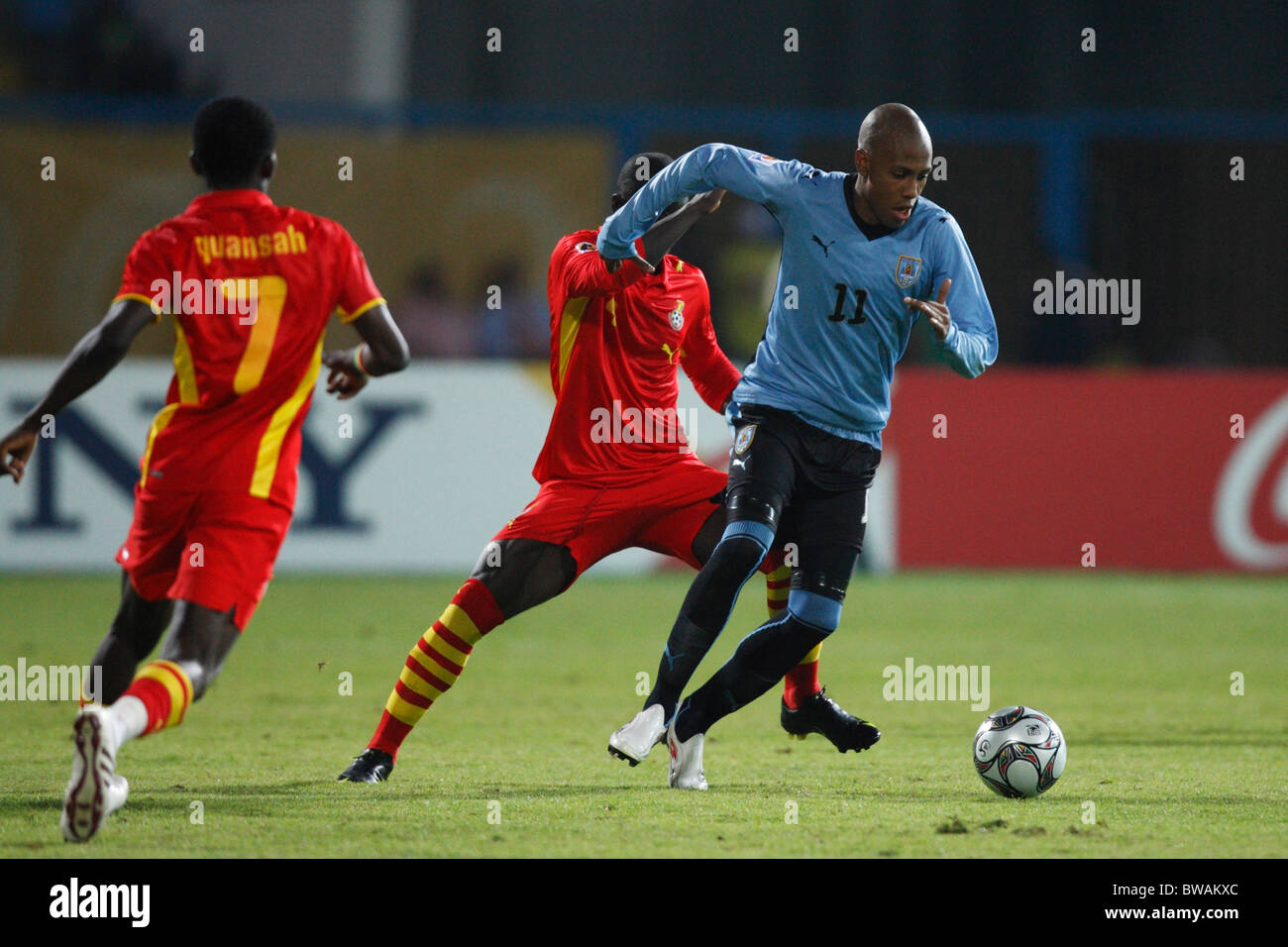 Abel Hernandez of Uruguay (11) in action against Ghana during a FIFA U-20 World Cup Group D match October 2, 2009 Stock Photo