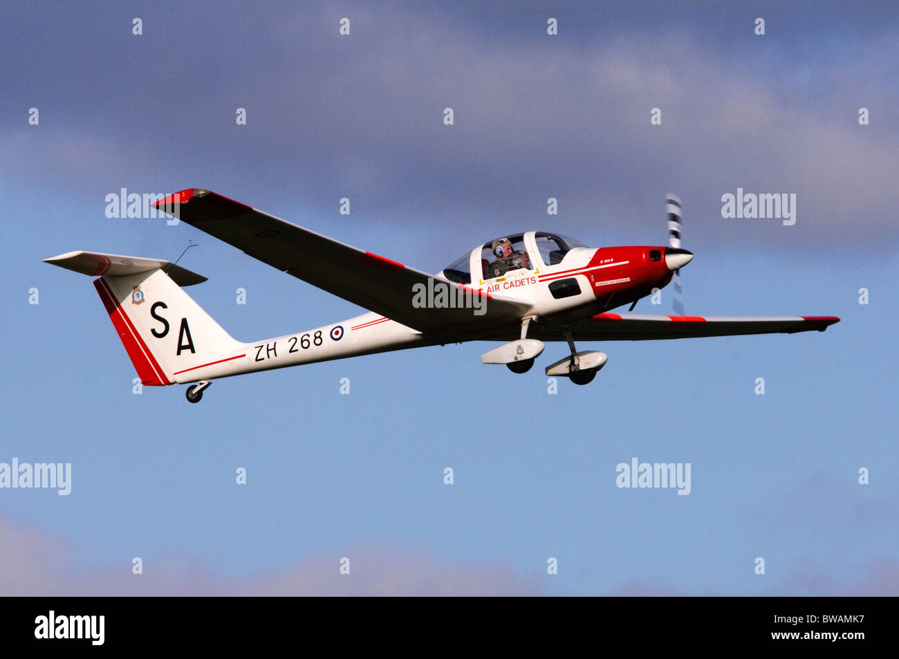 Grob G-109B Vigilant T1 operated by the RAF Air Cadets climbing out after take off from RAF Benson Stock Photo