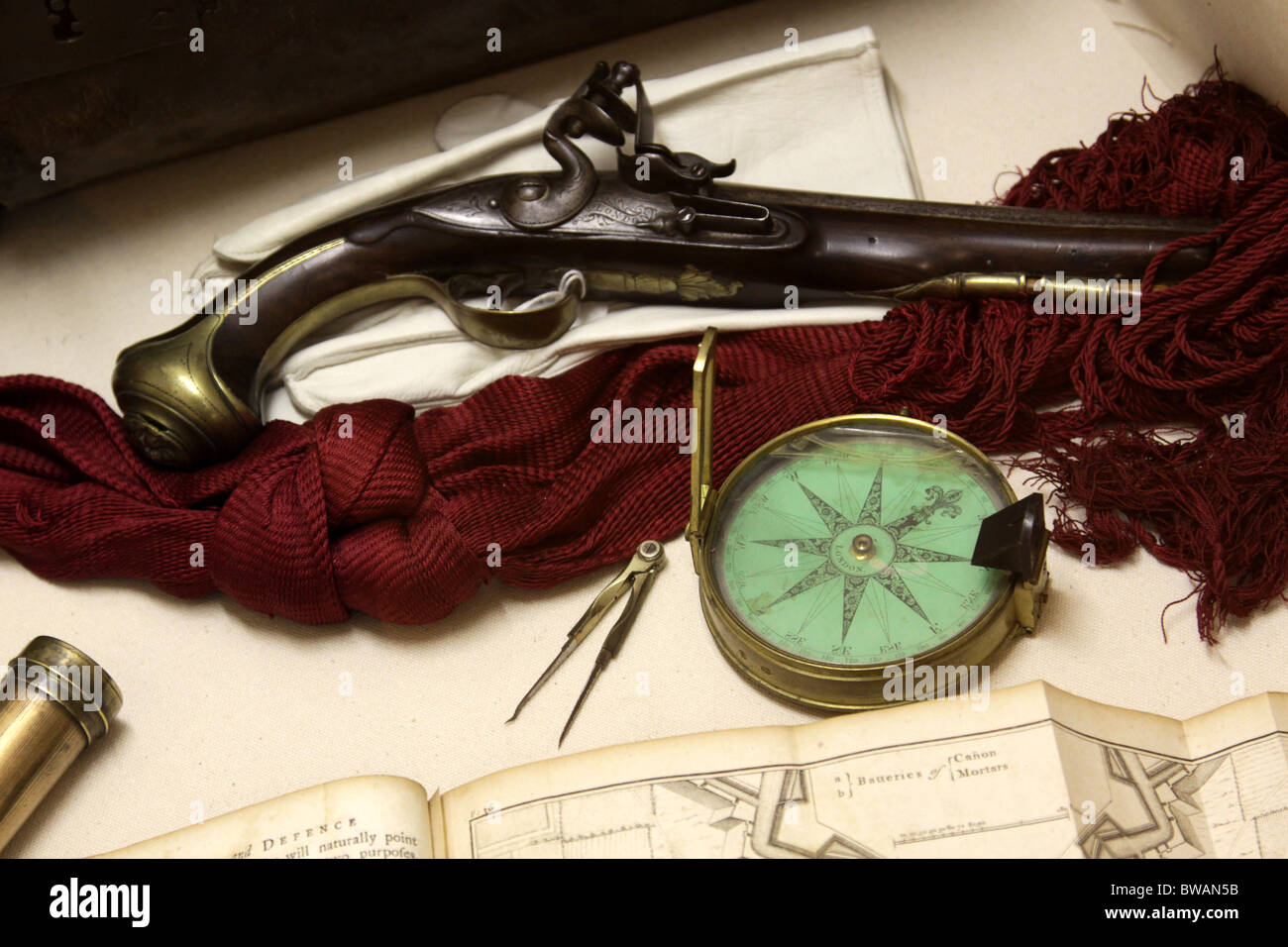 Compass and Pistol Stock Photo