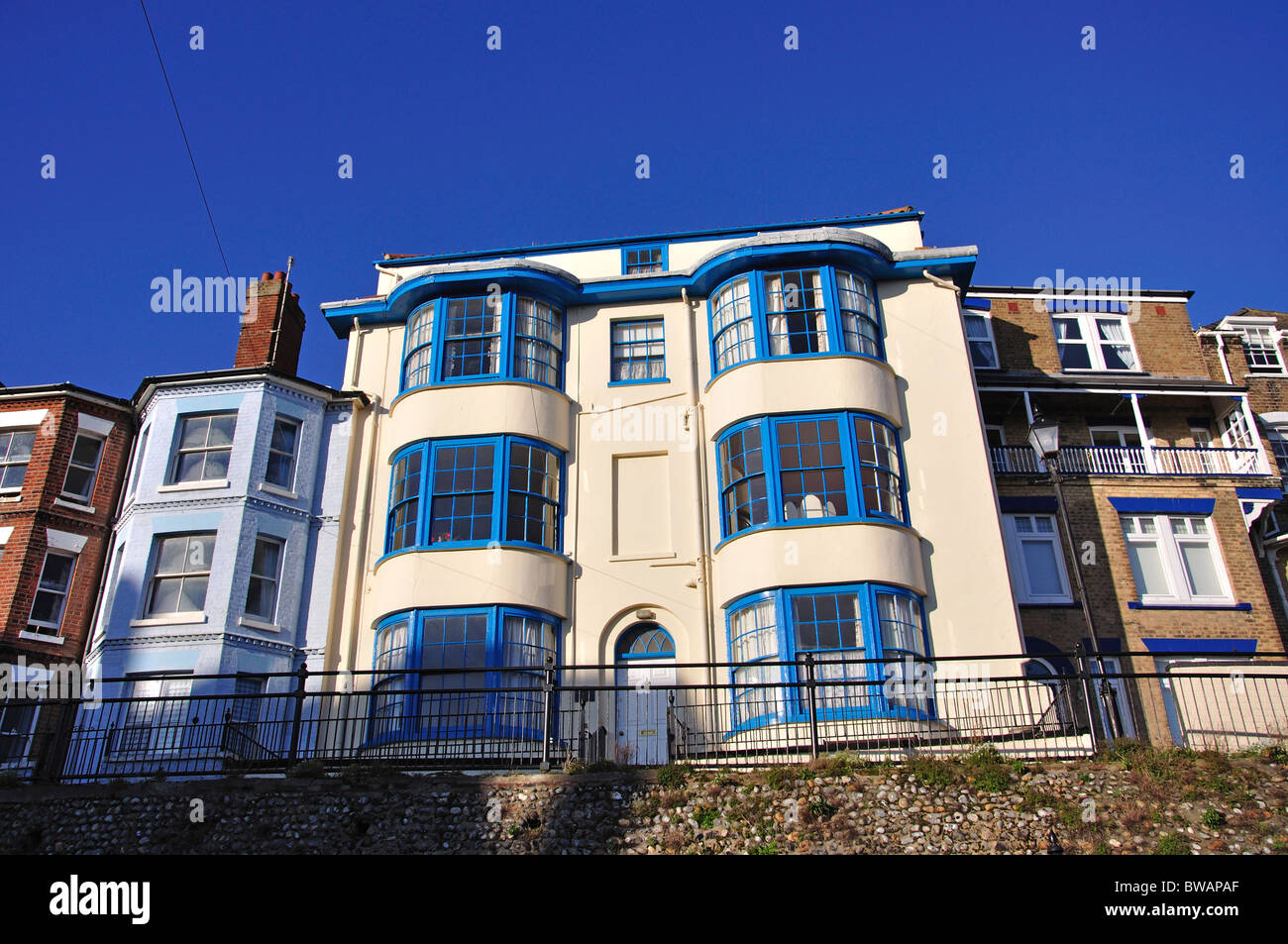 Seafront houses, Cromer, Norfolk, England, United Kingdom Stock Photo