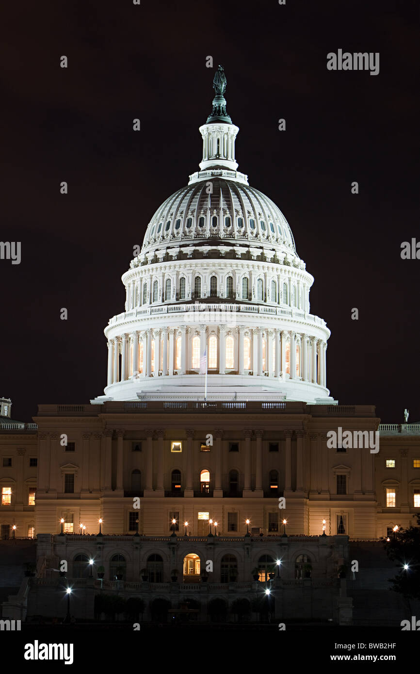 United states capitol at night, Washington DC, USA Stock Photo