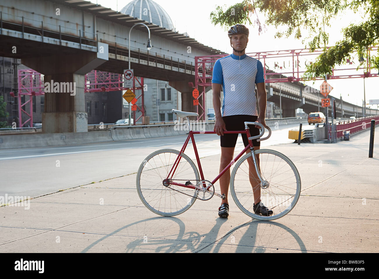 Cyclist in brooklyn Stock Photo