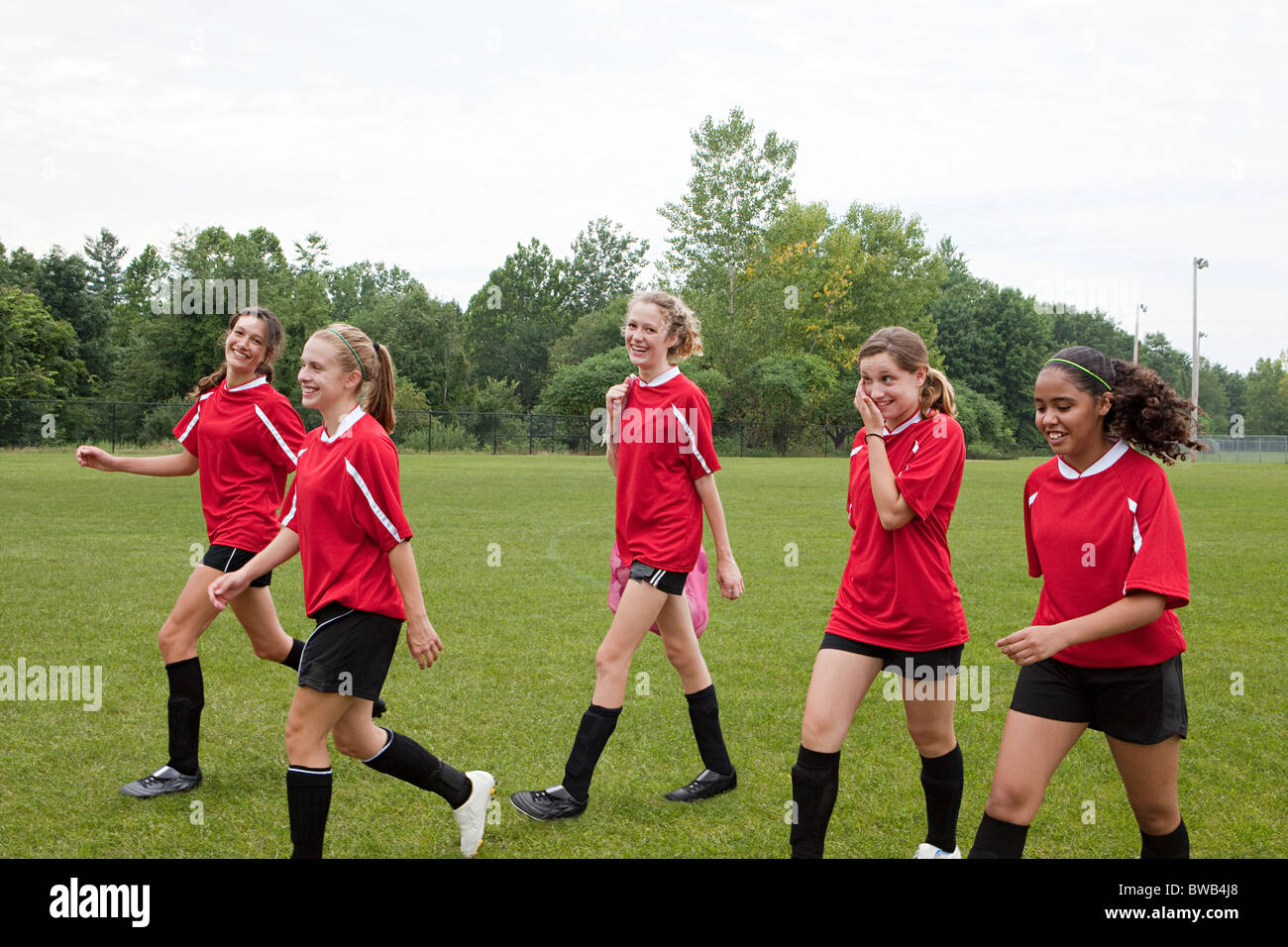 Girl soccer players Stock Photo