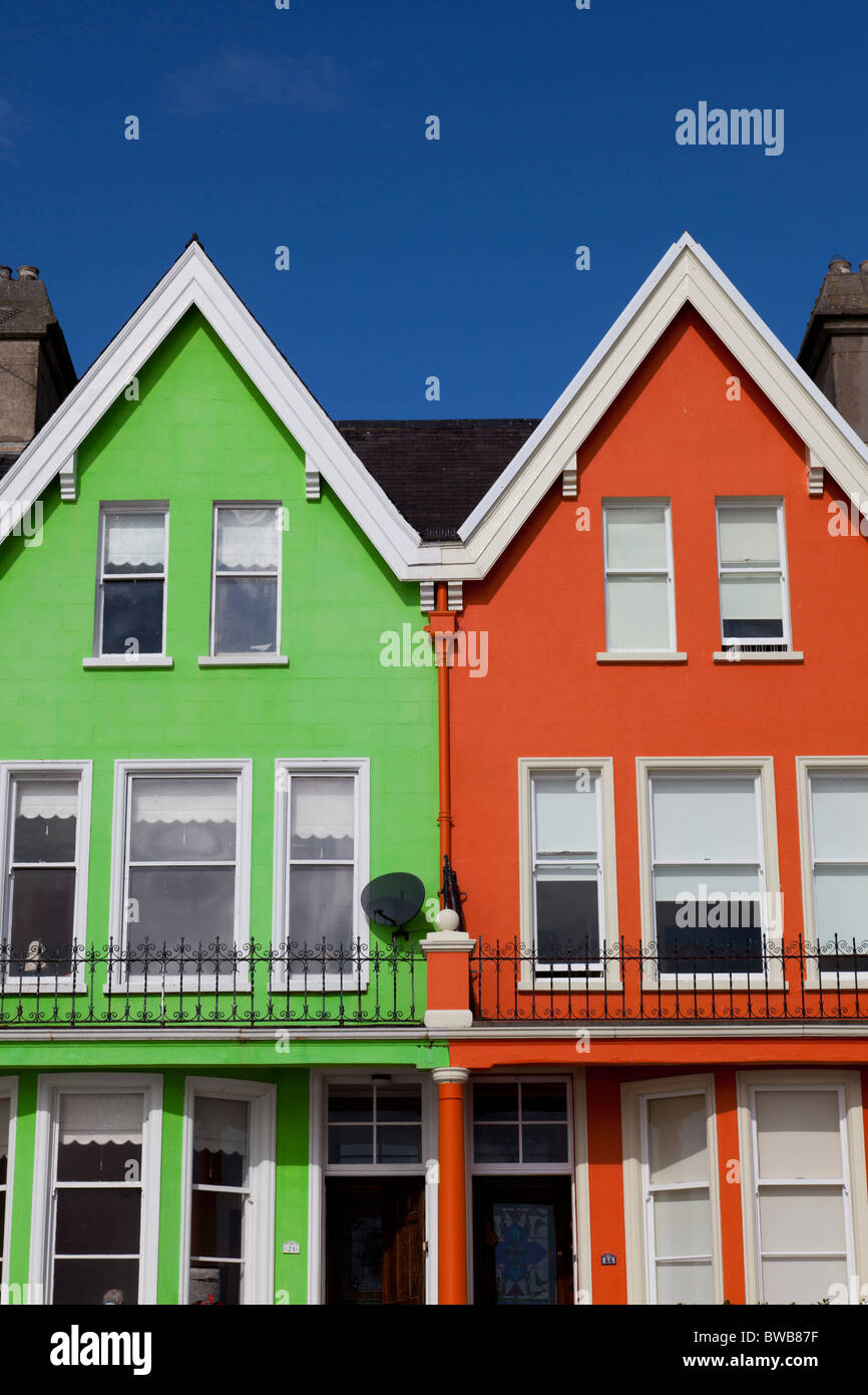 Colourful seafront properties at Whitehead Stock Photo Alamy