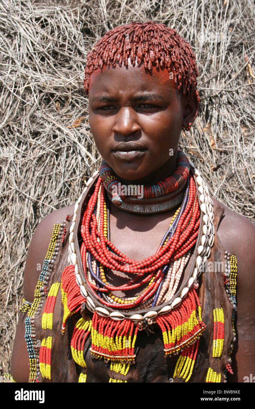 Hamer Tribe Woman, Turmi, Omo Valley, Ethiopia Stock Photo