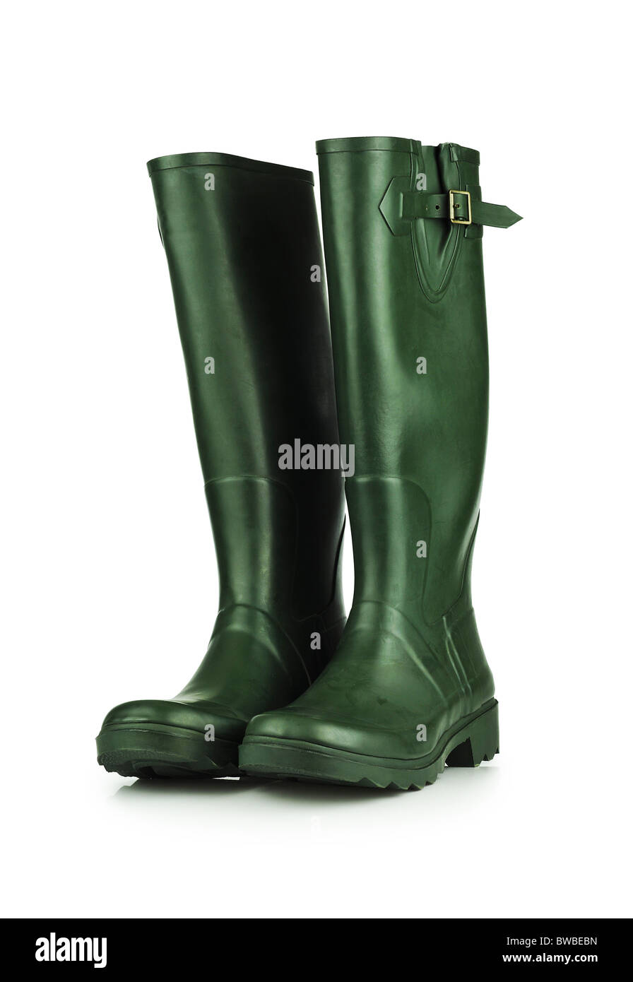 Green wellington boots Stock Photo