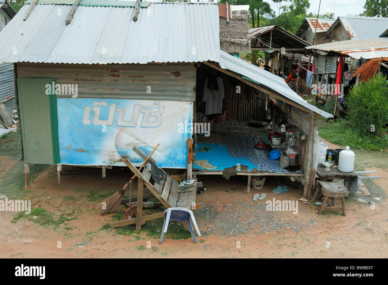 Rural village houses in district of Pattaya, Thailand, October 2010 Stock Photo