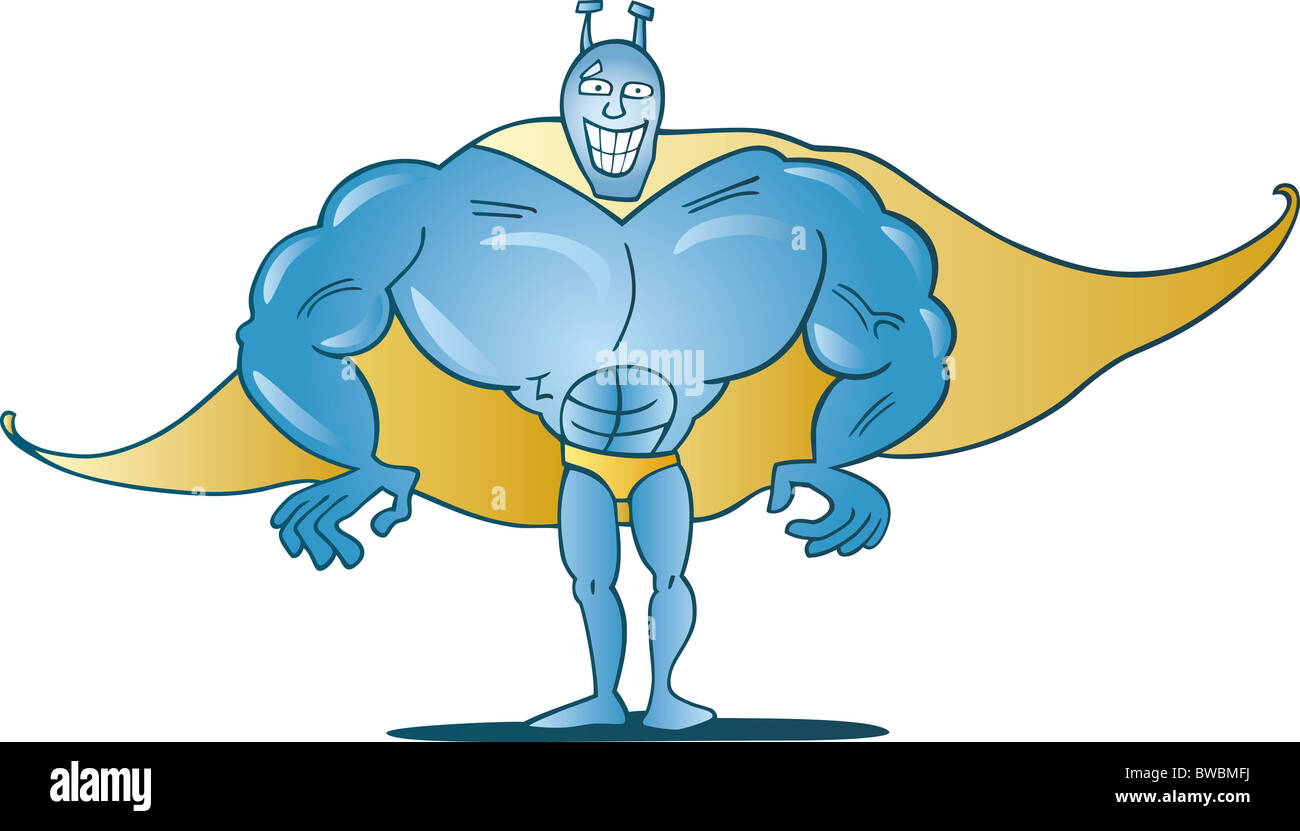 Cartoon illustration of funny blue superhero Stock Photo - Alamy Cartoon illustration of funny blue superhero Stock Photo - Alamy
