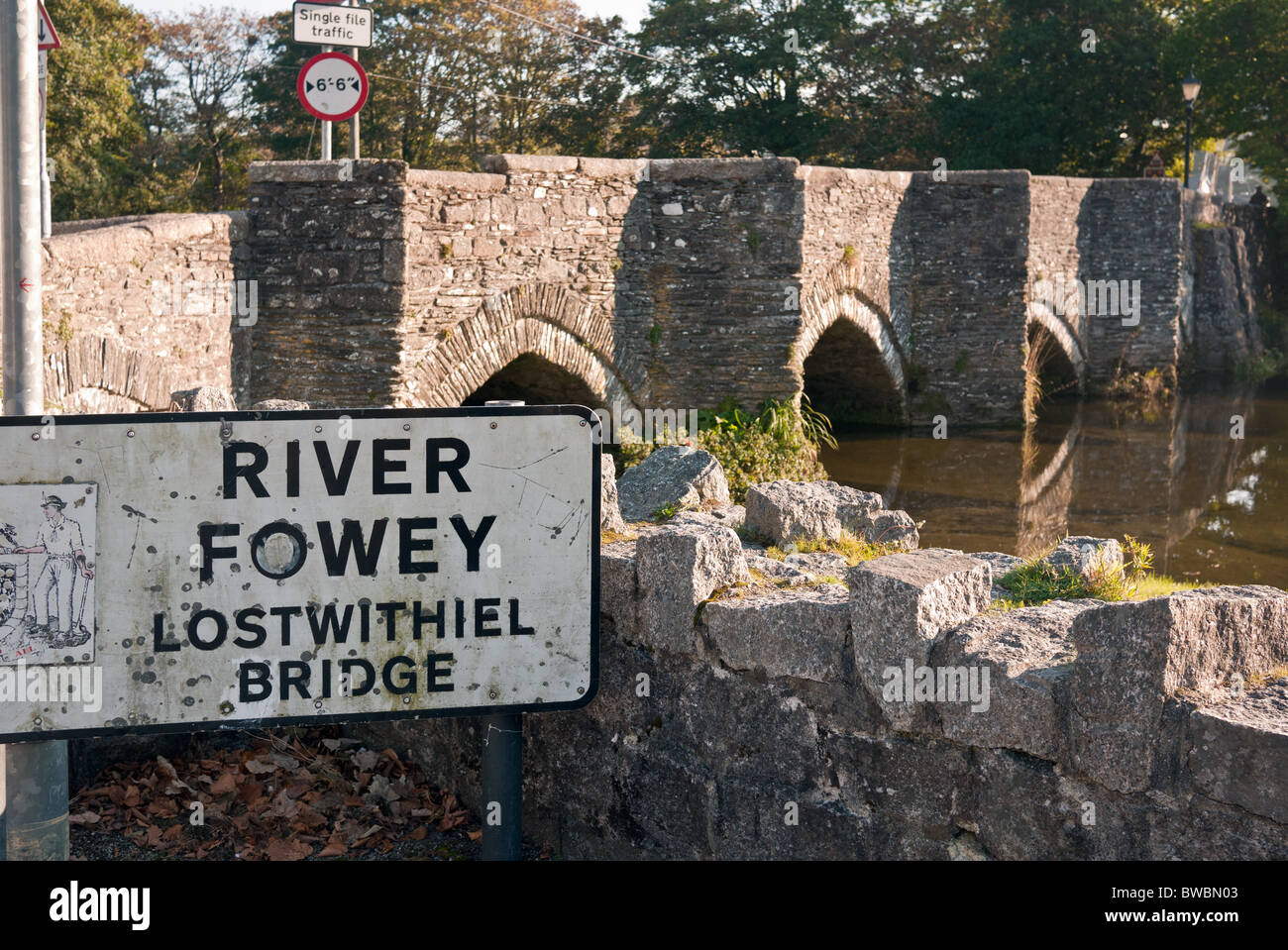 Lostwithiel Bridge on the River Fowey Cornwall Stock Photo