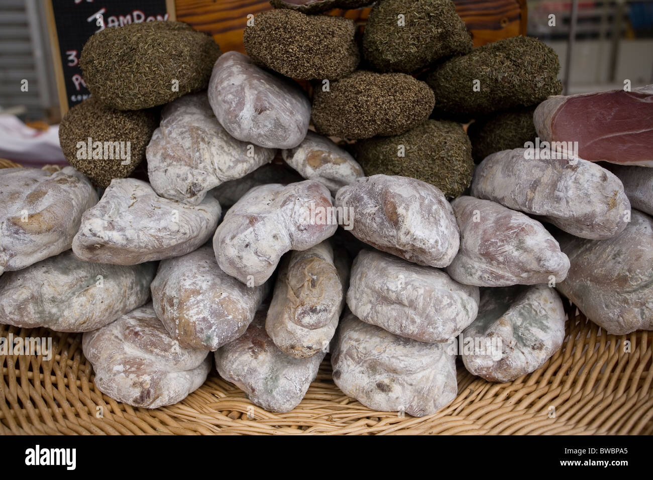 different types of sausages Stock Photo