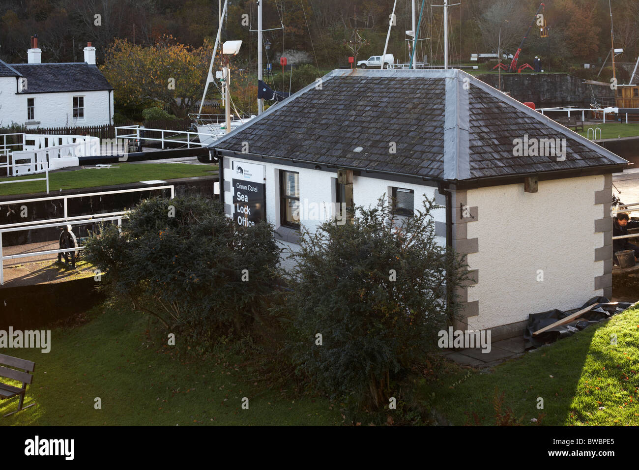 Crinan Canal sea lock office. Crinan, Argyll and Bute. Scotland. UK Stock Photo