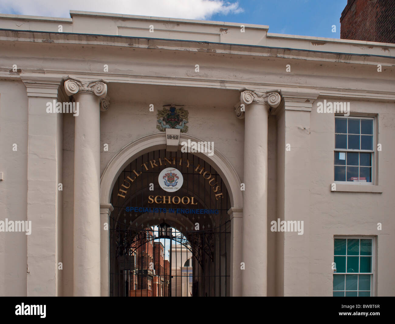 Detail of entrance to Trinity House School Hull Yorkshire UK Stock
