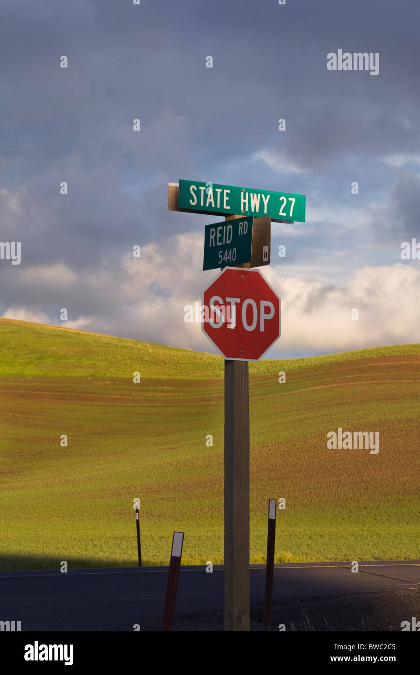 Road Signs, Palouse, Washington State, USA Stock Photo