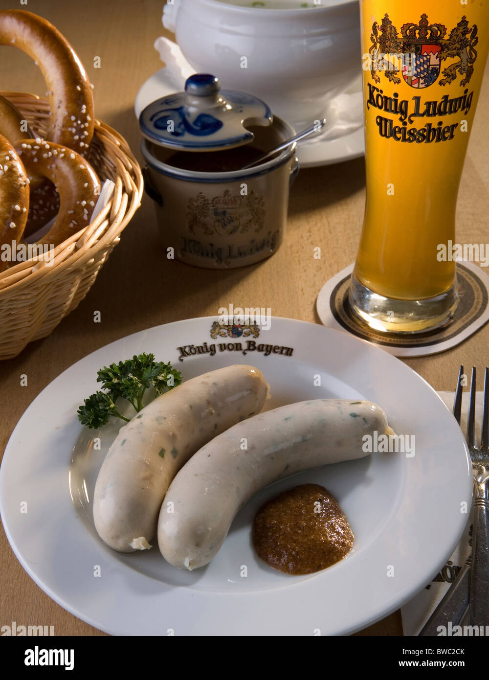 Bavarian veal sausages Stock Photo