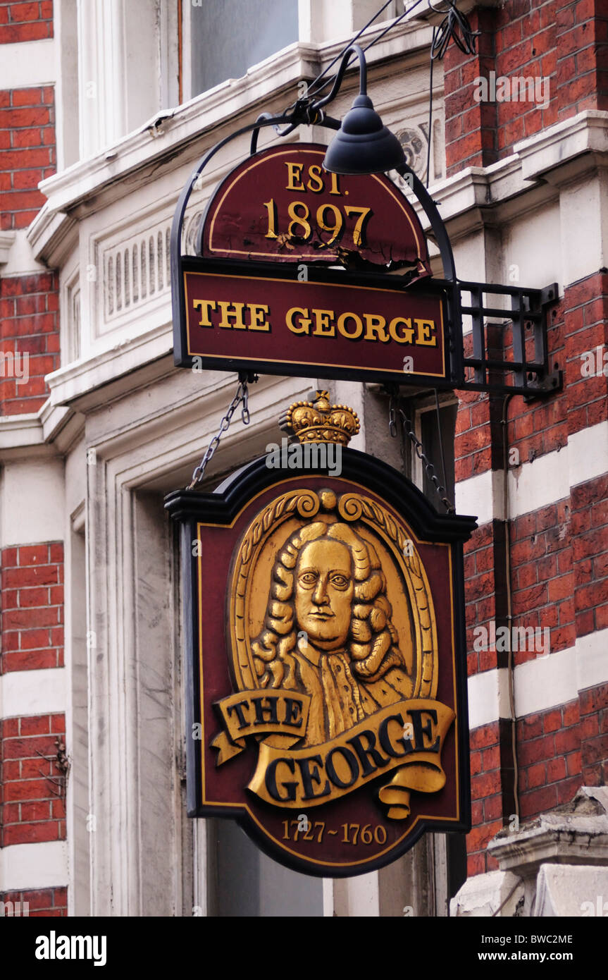 The George Pub Sign, Wardour Street, Soho, London, England, UK Stock Photo