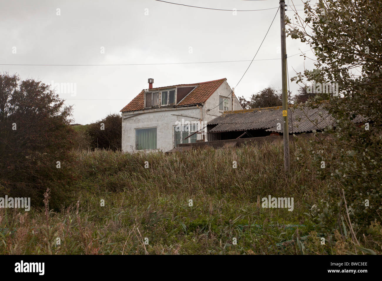 Delapidated house in Sandsend, North Yorkshire. Stock Photo