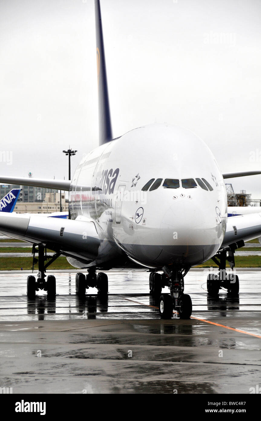 Airbus A 380, Lufthansa airlines, Narita airport, Japan Stock Photo